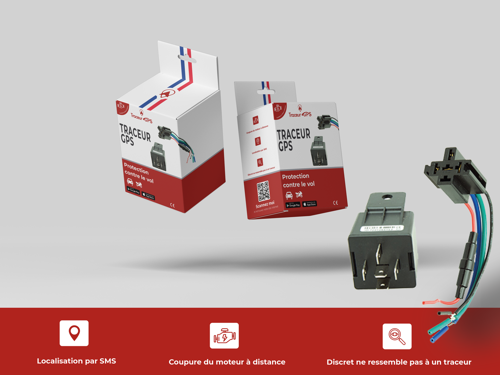 GCAR MINI Traceur GPS Professionnel - Contrôle pompe essence, Détection chocs, Surveillance 24/7